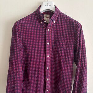 Relwen Gingham Cotton Seersucker Long Sleeve Button Down Shirt - Small